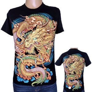 Rock Eagle Chinese Dragon Glitter Shirt Sz Sm
